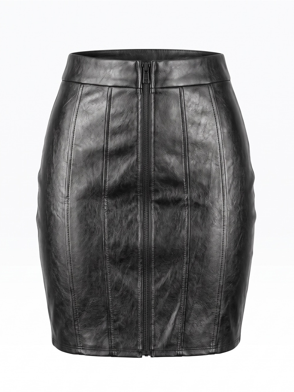 Haute Monde Black Faux Leather Pencil Skirt